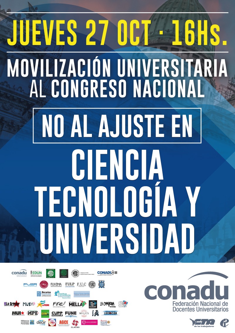 Universitarios se movilizan al Congreso contra el ajuste del macrismo en ciencia y tecnología