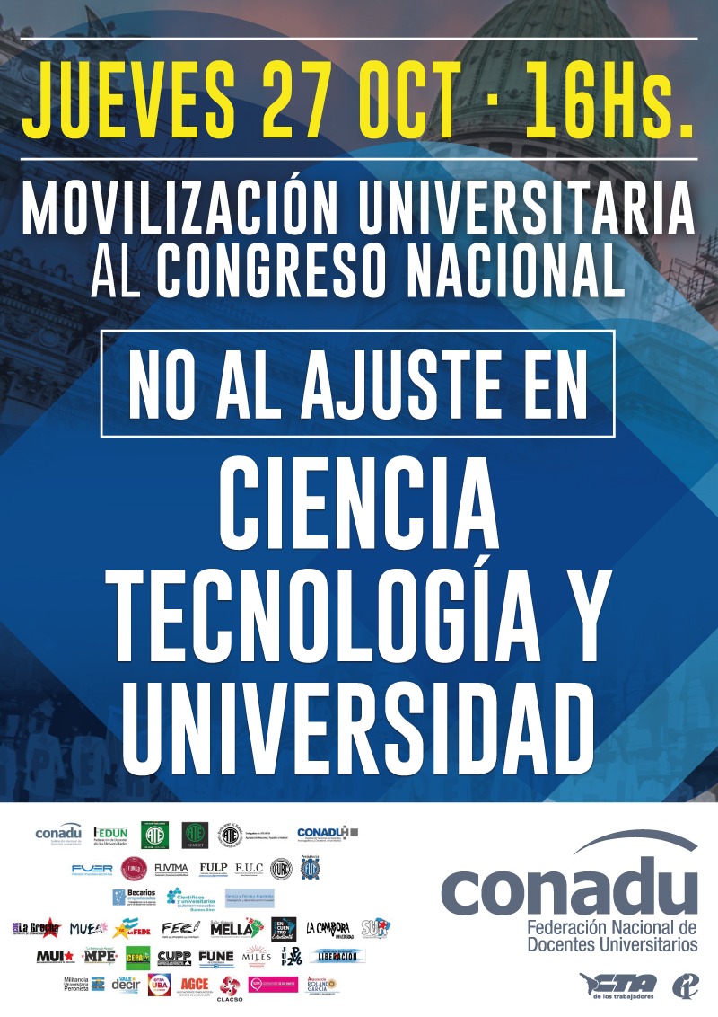 Universitarios se movilizan al Congreso contra el ajuste del macrismo en ciencia y tecnología