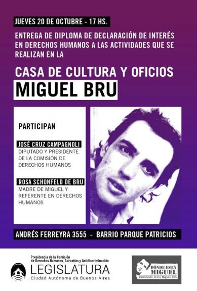 La Casa de Cultura y Oficios Miguel Bru declarada de interés para la promoción y defensa de los derechos humanos