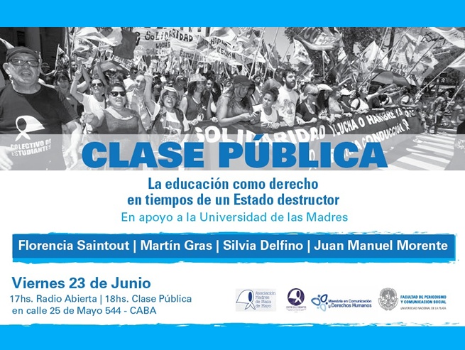 Florencia hoy en una clase pública en apoyo a la Universidad de las Madres