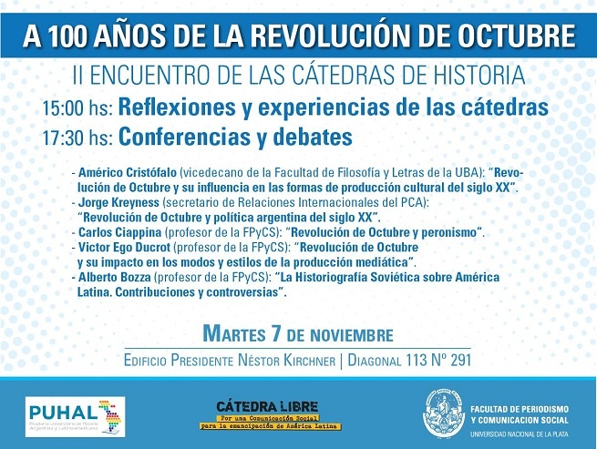 En Periodismo de la UNLP el 7 de noviembre reflexionan sobre la Revolución de Octubre, a un siglo de aquellas jornadas