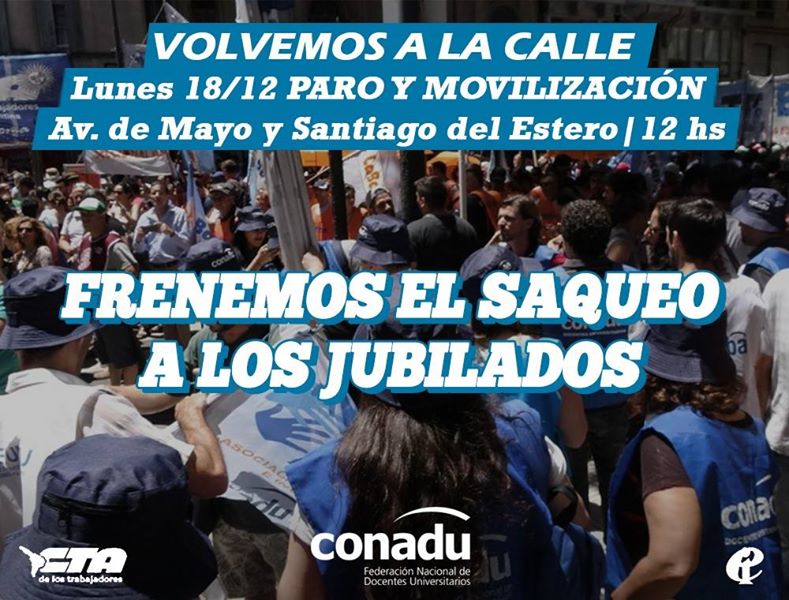 Con miles de trabajadores y organizaciones sindicales y sociales los docentes de la UNLP paran y se movilizan por los jubilados