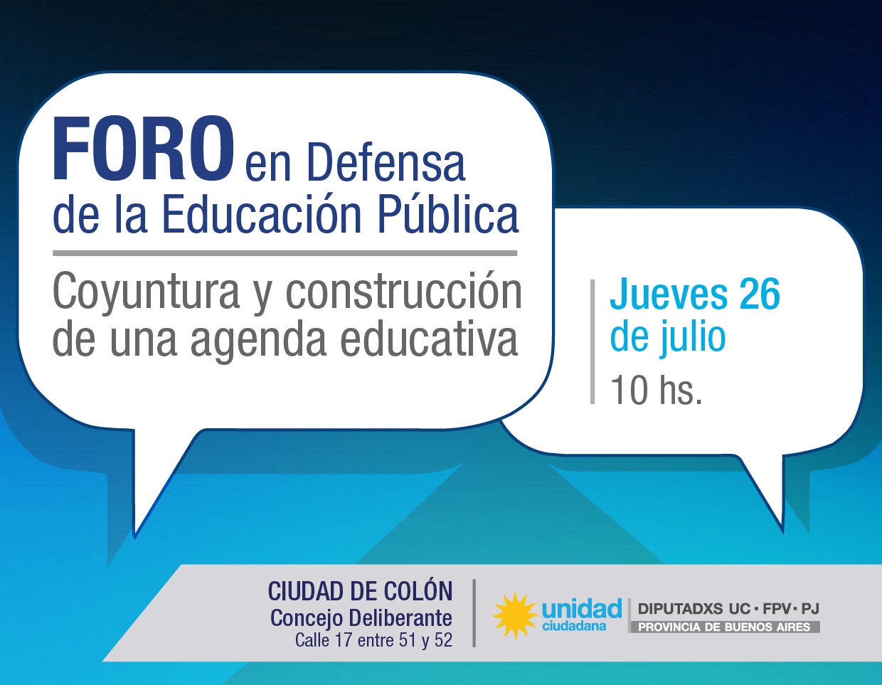 El Foro en Defensa de la Educación Pública tendrá lugar en Colón