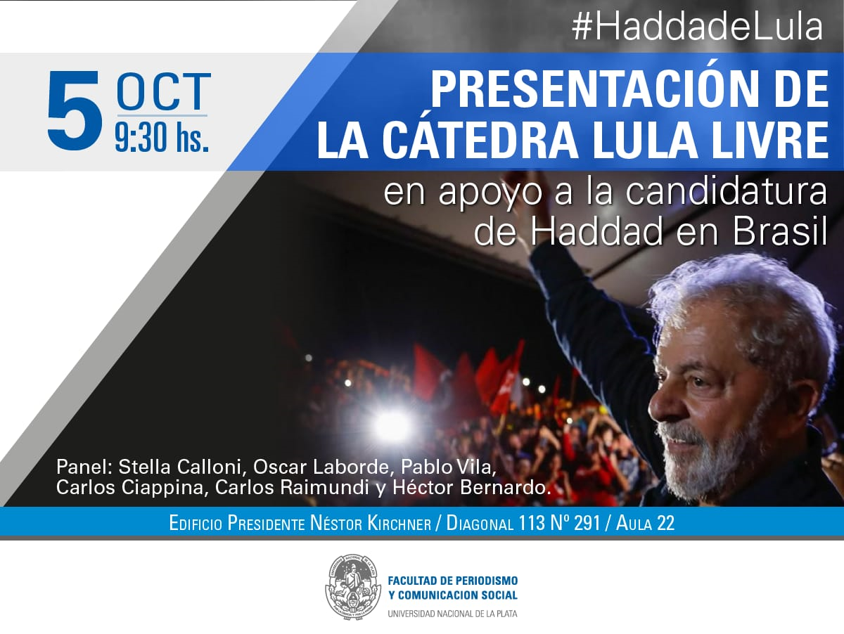 A días de las elecciones en Brasil, Stella Calloni diserta en La Plata al lanzarse la Cátedra Libre “Lula Livre”