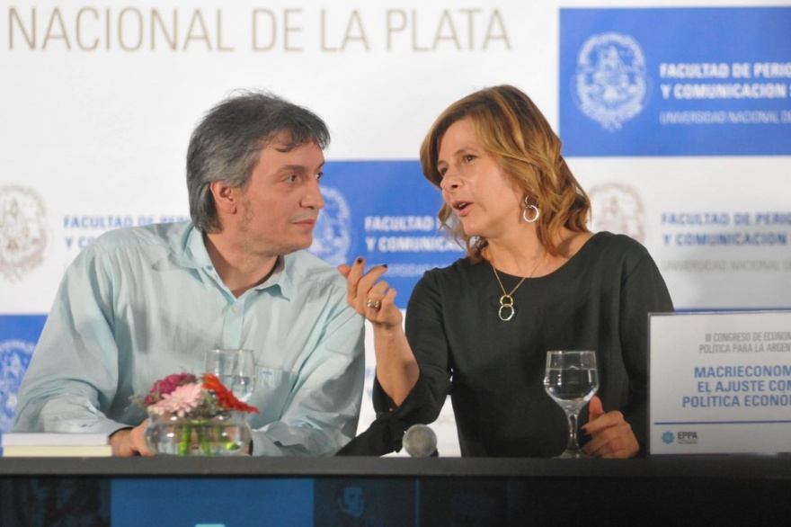 Florencia Saintout y Máximo Kirchner juntos en la primera jornada del III Congreso de Economía Política para la Argentina